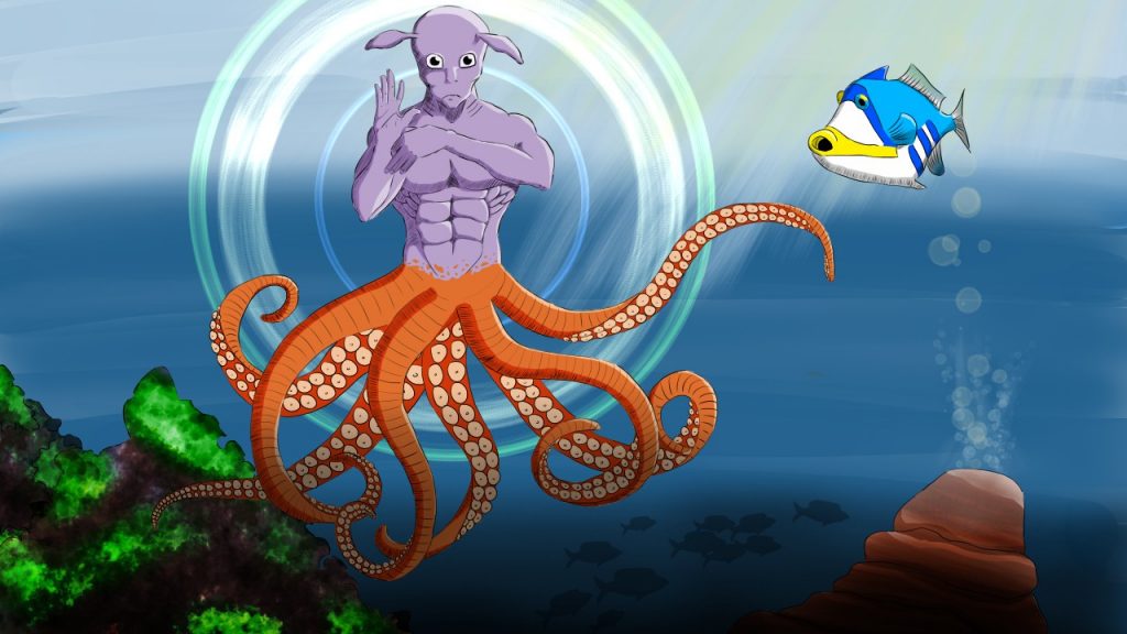 Digital painting d'une créature marine fantastique